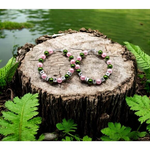 AKA Alpha Kappa Alpha Earrings Hoop - Picture 6 of 10